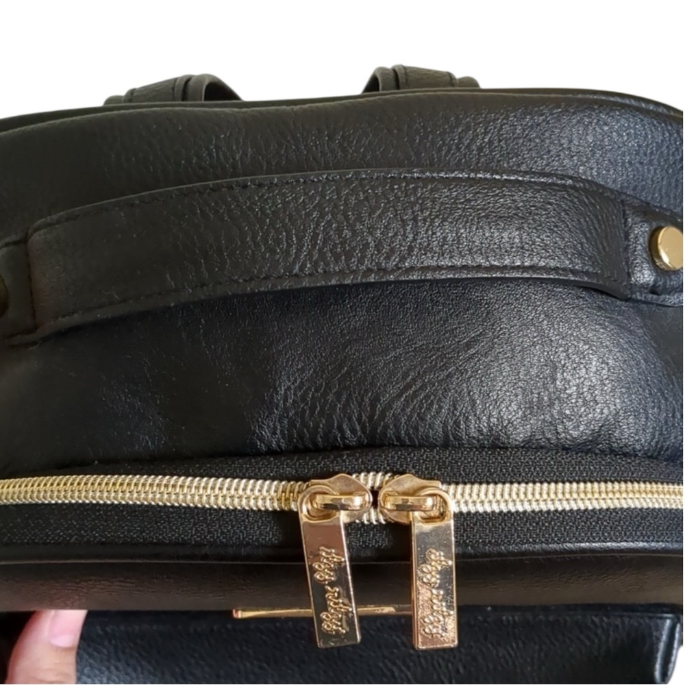 ITZY RITZY Mini Vegan Leather Diaper Bag Backpack in Classic Black - Picture 6 of 9